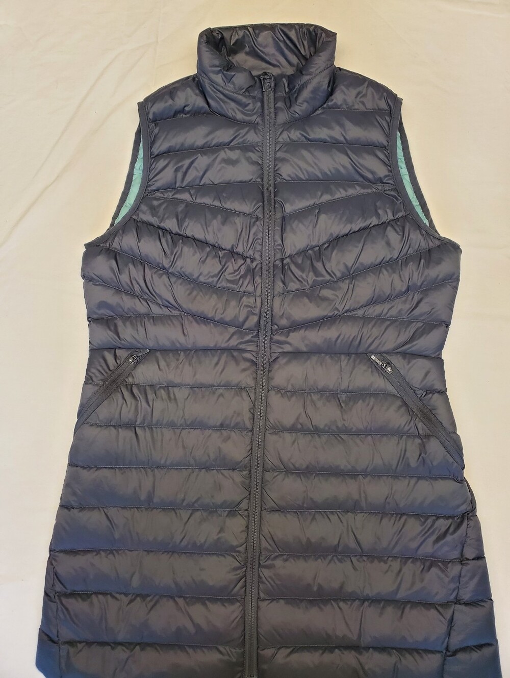 Lands End Wanderweight Packable Down Vest Womens S Navy Full Zip Outdoor